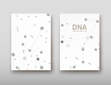 Afiş broşür afiş tasarım şablonu vektör, Dna soyut geometrik arka plan, A4 boyutu gölge düzeninde