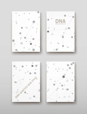 Afiş broşür afiş tasarım şablonu vektör, Dna soyut geometrik arka plan, A4 boyutu gölge düzeninde