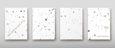 Afiş broşür afiş tasarım şablonu vektör, Dna soyut geometrik arka plan, A4 boyutu gölge düzeninde