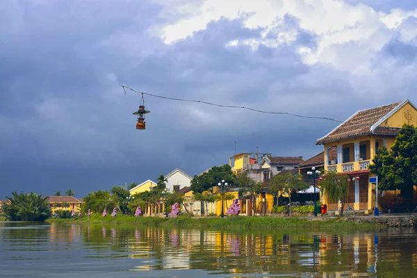 Vista Del Río Casas Típicas Hoi Vietnam — Foto de Stock