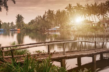 Nehir kenarında Hoi An içinde Merkez Vietnam çiftlikte su ürünleri