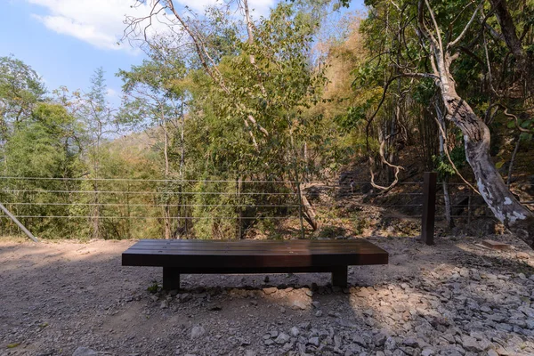 Banc Bois Pour Reposer Dans Nature Trail — Photo