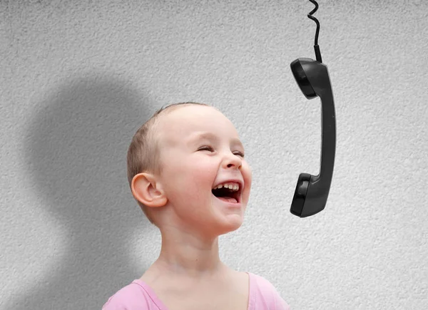 Laughing Boy and phone — Stock Photo, Image