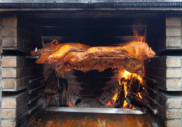 Свиня на грилі барбекю — стокове фото