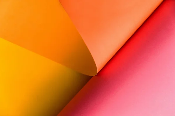 Papeles Abstractos Color Rosa Naranja Amarillo Que Doblan Forma Abstracta — Foto de Stock