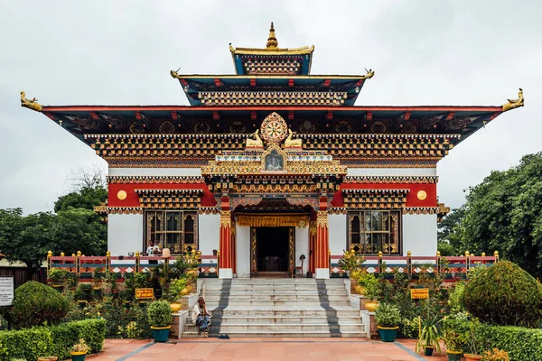 Colorful Decorated Facade Bhutanese Style Royal Bhutanese Monastery Copy Space — Stock Photo, Image