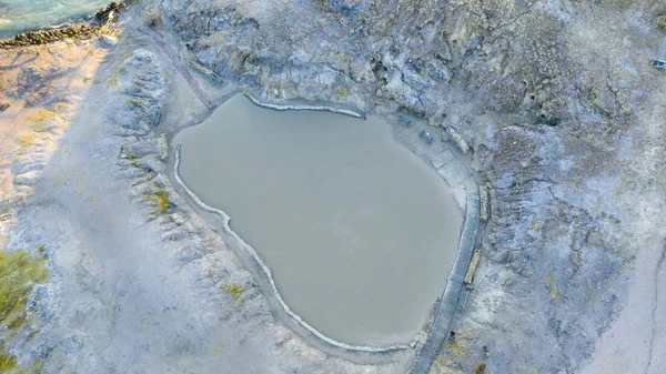 Vue Aérienne Drone Volant Des Bains Boue Volcaniques Sur Île — Photo