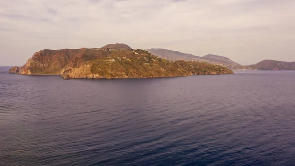 Photo Aérienne Drone Volant Île Vulcano Lipari Île Salina Des — Photo