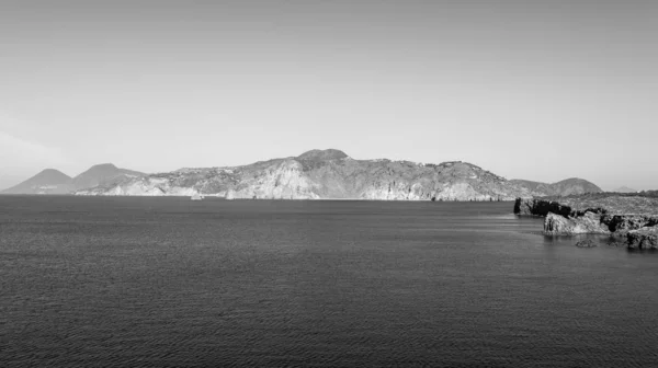 Vista Aérea Foto Drone Voador Ilha Vulcano Para Lipari Salina — Fotografia de Stock