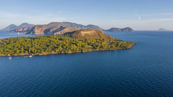 Foto Aerea Dal Drone Volante Vulcano Island Lipari Salina Island — Foto Stock