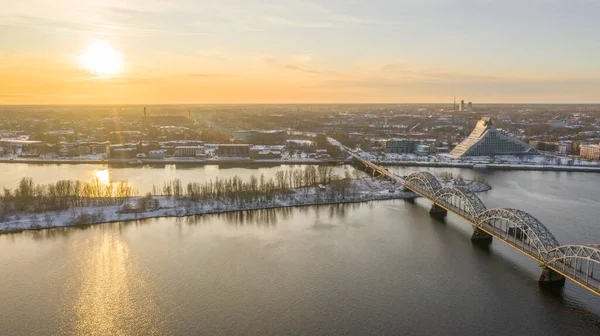 Foto Vista Aérea Desde Avión Tripulado Volador Panorámico Old Riga — Foto de Stock