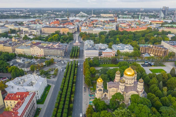 Riga Letonia Julio 2019 Vista Aérea Desde Avión Tripulado Volador — Foto de Stock