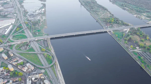 Фотографія Авіаційного Огляду Панорамного Вигляду Мостів Риги Річки Даугава Вежі — стокове фото