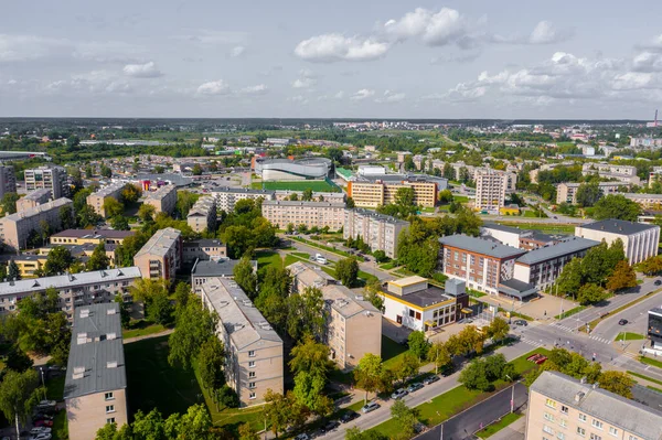 Daugavpils Şehir Merkezinde Uçan Dron Panoramik Güzel Hava Görüntüsü Latgale — Stok fotoğraf