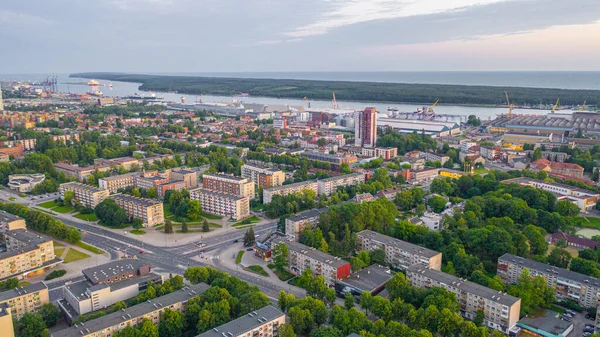 Beautiful Panoramic Aerial View Photo Flying Drone Klaipeda City Center — Stock Photo, Image
