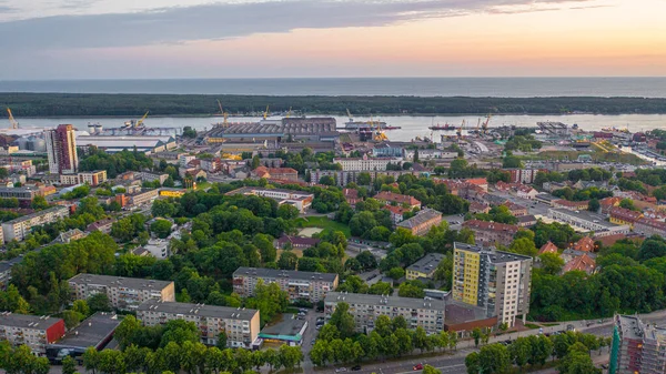 Beautiful Panoramic Aerial View Photo Flying Drone Klaipeda City Center — Stock Photo, Image