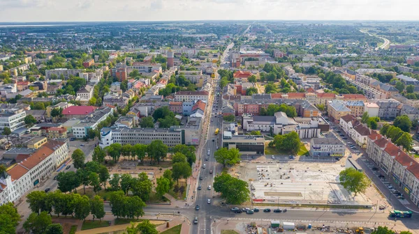 Beautiful Aerial View Photo Flying Drone Panoramic Siauliai City Church — Stock Photo, Image