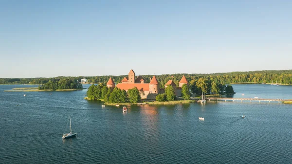 Bella Foto Aerea Vista Dal Drone Sul Castello Trakai Situato — Foto Stock