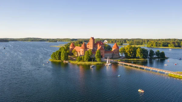 Bella Foto Aerea Vista Dal Drone Sul Castello Trakai Situato — Foto Stock