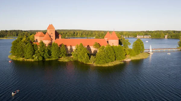 Bella Foto Aerea Vista Dal Drone Sul Castello Trakai Situato — Foto Stock