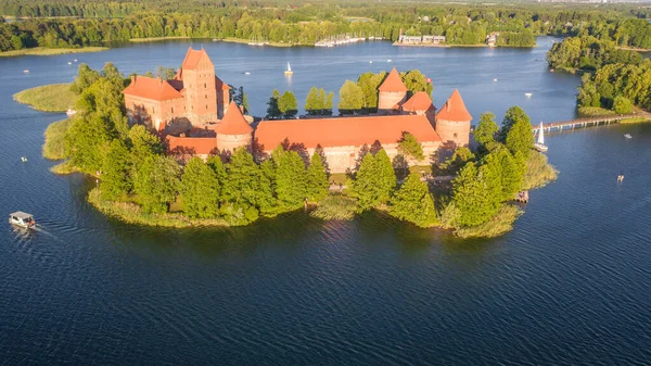 Bella Foto Aerea Vista Dal Drone Sul Castello Trakai Situato — Foto Stock