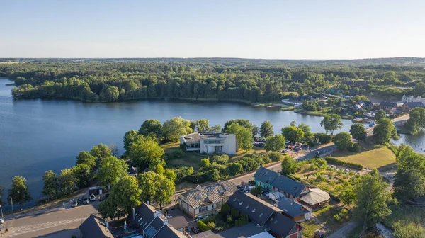 Hermosa Foto Vista Aérea Desde Dron Ciudad Trakai Ubicada Cerca — Foto de Stock