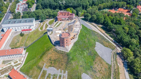 Litvanya Nın Başkenti Vilnius Taki Gediminas Kalesinde Uçan Dron Dan — Stok fotoğraf