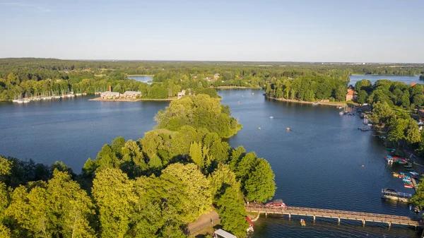 Prachtige Panoramische Luchtfoto Van Vliegende Drone Naar Lake Galve Een — Stockfoto