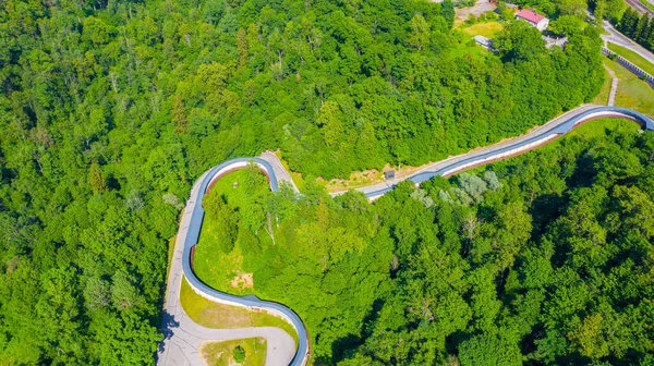 Bella Vista Panoramica Aerea Foto Dal Drone Volante Sigulda Bobsleigh — Foto Stock