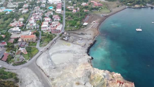 Hermoso Video Panorámico Aéreo Drone Volador Baños Lodo Volcánico Isla — Vídeos de Stock