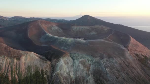 Beautiful Aerial Video Flying Drone Amazing Grand Vulcano Crater Fumaroles — стоковое видео