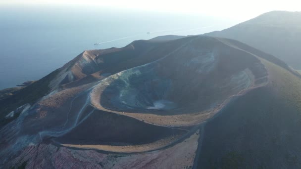 Beautiful Aerial Video Flying Drone Amazing Grand Vulcano Crater Fumaroles — Stock Video