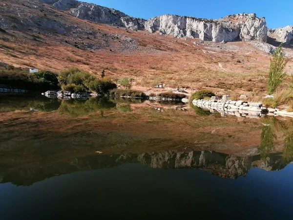 Mirage Dans Lac Torcal Antequera Malaga Andalousie Espagne — Photo