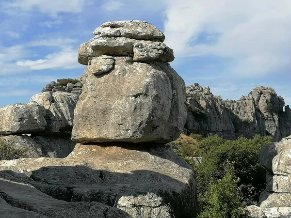 Torcal Antequera Prowincja Malaga Andaluzja Hiszpania Unikalny Kształt Skał Wynika — Zdjęcie stockowe