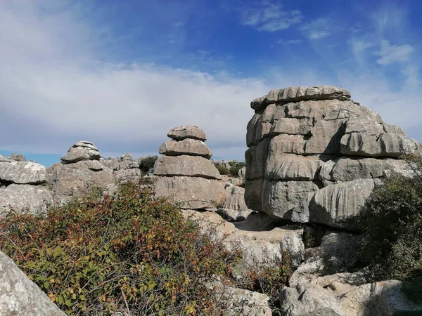 Torcal Antequera Prowincja Malaga Andaluzja Hiszpania Unikalny Kształt Skał Wynika — Zdjęcie stockowe