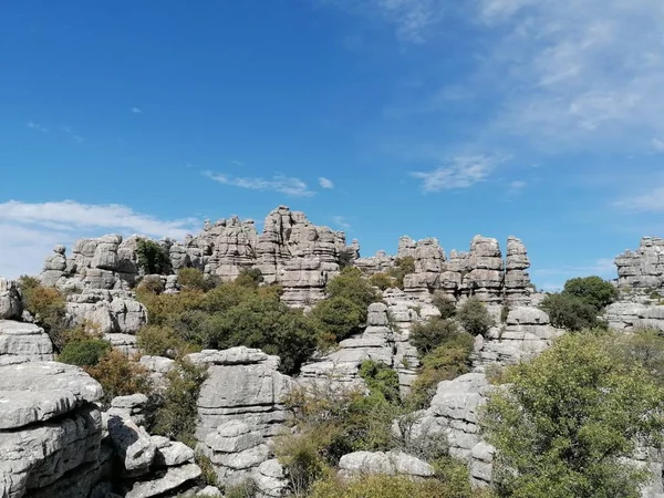 Torcal Antequera Prowincja Malaga Andaluzja Hiszpania Unikalny Kształt Skał Wynika — Zdjęcie stockowe