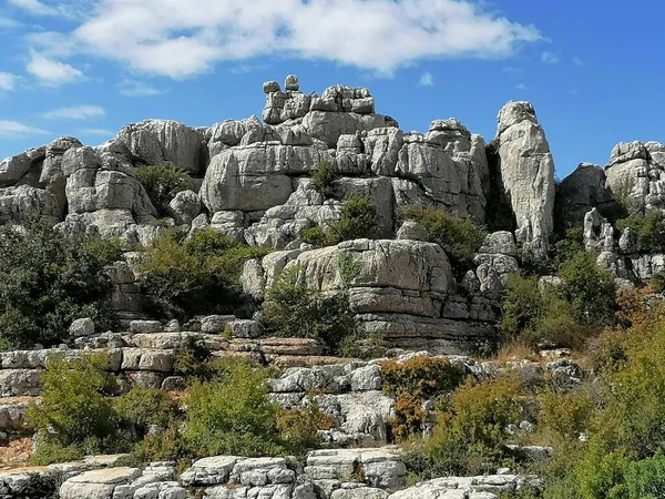 Torcal Antequera Prowincja Malaga Andaluzja Hiszpania Unikalny Kształt Skał Wynika — Zdjęcie stockowe