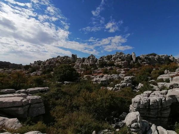 Torcal Antequera Prowincja Malaga Andaluzja Hiszpania Unikalny Kształt Skał Wynika — Zdjęcie stockowe