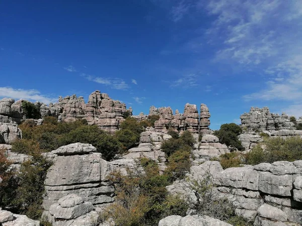 Torcal Antequera Prowincja Malaga Andaluzja Hiszpania Unikalny Kształt Skał Wynika — Zdjęcie stockowe