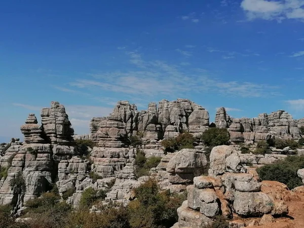 Krajobraz Skałami Park Narodowy Torcal Torcal Antequera Prowincja Malaga Andaluzja — Zdjęcie stockowe