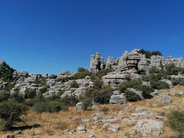 Krajobraz Skałami Park Narodowy Torcal Torcal Antequera Prowincja Malaga Andaluzja — Zdjęcie stockowe