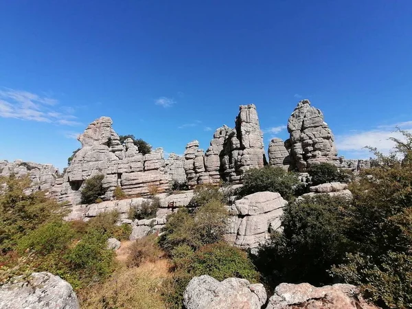 Krajobraz Skałami Park Narodowy Torcal Torcal Antequera Prowincja Malaga Andaluzja — Zdjęcie stockowe