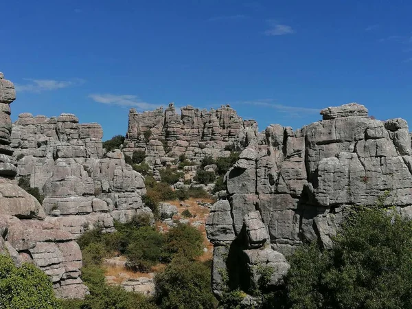 Krajobraz Skałami Park Narodowy Torcal Torcal Antequera Prowincja Malaga Andaluzja — Zdjęcie stockowe