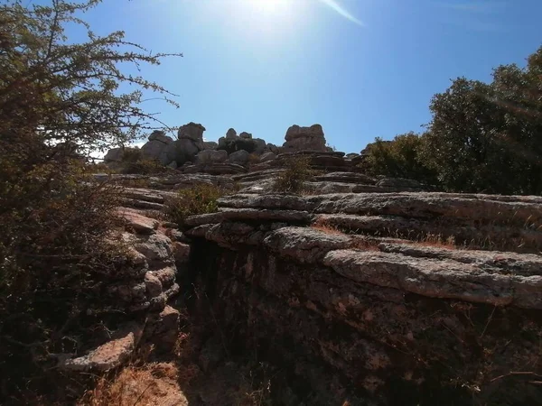 岩と風景El Torcal National Park Torcal Antequera マラガ県 アンダルシア スペイン — ストック写真