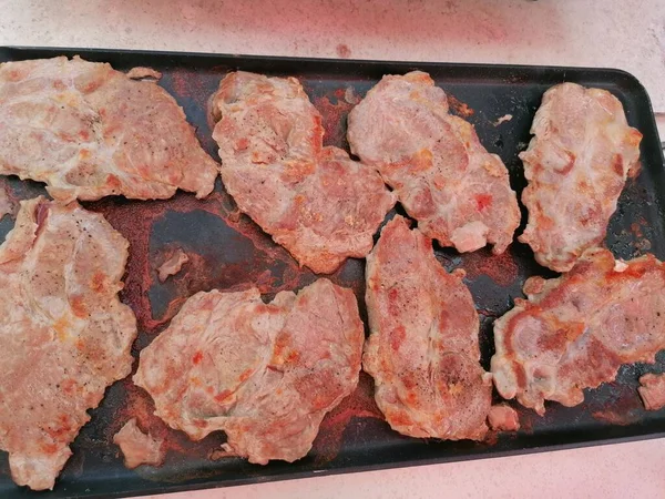 Chuleta Cerdo Parrilla Jugosa España —  Fotos de Stock