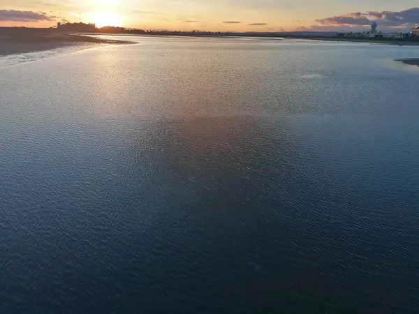 Sunset Gola Praia Província Isla Cristina Huelva Espanha — Fotografia de Stock