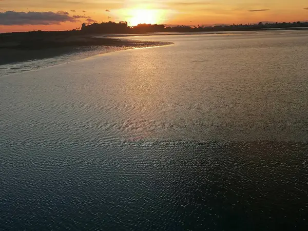 Huelva Spanya Nın Cristina Adası Nda Günbatımı Gola Plajı — Stok fotoğraf