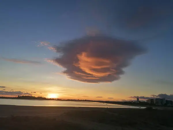 Sonnenuntergang Gola Strand Isla Cristina Provinz Huelva Spanien — Stockfoto