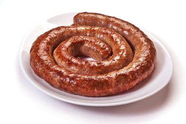sarmal ızgara sosis beyaz arka planda izole