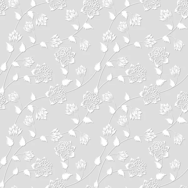 Kwiatowy wzór z ręcznie rysowane kwiaty w kolorze białym. — Wektor stockowy